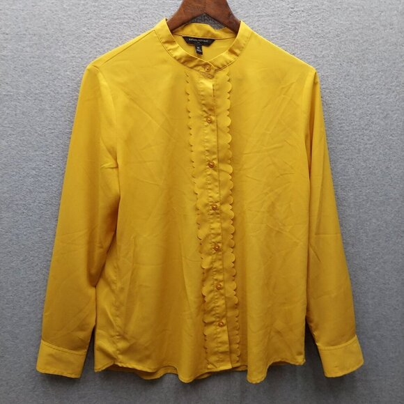 Yellow Banana Republic Womens Button-Up Long Sleeve Blouse M - Picture 1 of 4